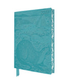 A 2027 daily planner with an embossed teal cover featuring a beaver and sailboat design, shown at an angle on a white background.