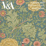 Calendar cover with floral and leaf pattern, featuring V&A and William Morris branding.
