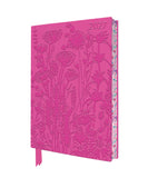 A 2027 floral embossed planner or diary with a bright pink cover, featuring embossed wildflowers, a ribbon bookmark, and a patterned inner cover visible on the right side, set against a plain white background.