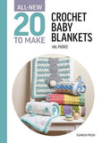Book cover of '20 Crochet Baby Blankets' by Val Pierce with images of baby blankets on a white background.