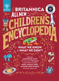 Cover of 'Children's Encyclopedia' with Britannica logo and colorful illustrations on a red background