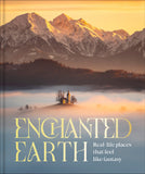 Book cover of 'Enchanted Earth' with a mountain landscape and church.