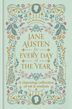 Book cover of 'Jane Austen for Every Day of the Year' with decorative elements on a light blue background