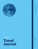 Travel journal with Earth illustration on a blue background