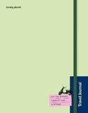 Travel journal with scooter illustration on a green background