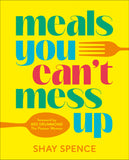 Book cover of 'Meals You Can't Mess Up' with colorful text and a fork on a yellow background.