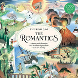 Cover of 'The World of The Romantics' puzzle with colorful illustrations and text.
